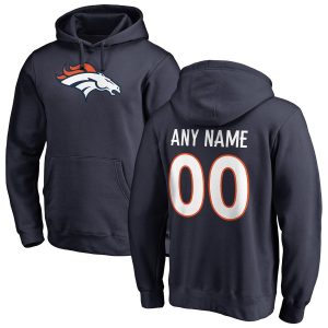NFL Pro Line Denver Broncos Navy Personalized Name & Number Logo Pullover Hoodie