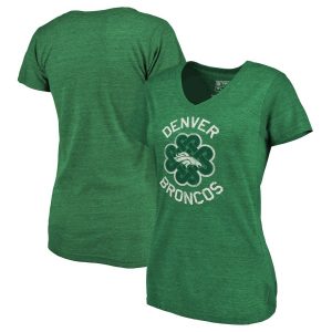 Denver Broncos Women’s Green St. Patrick’s Day Tri-Blend V-Neck T-Shirt